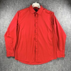 FLEX Men's Luxury Collection Shirt Large Red Silky Feel Long Sleeve Button Up